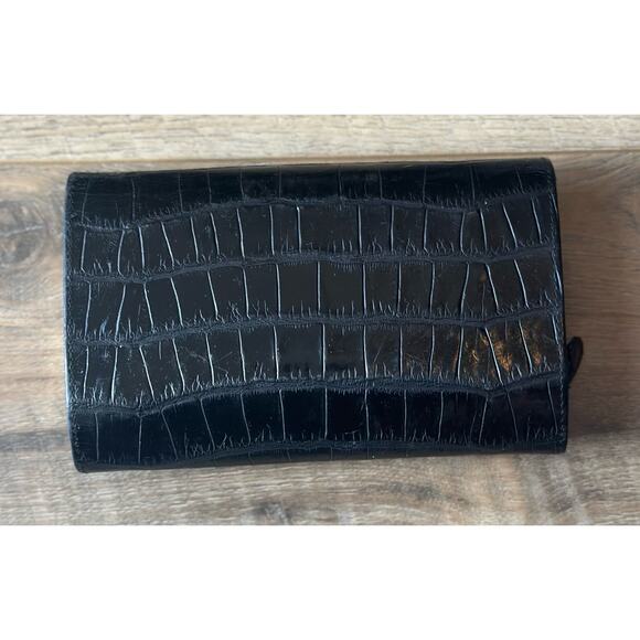 Brighton Black Crocodile embossed Wallet Clutch Vintage - Picture 9 of 13